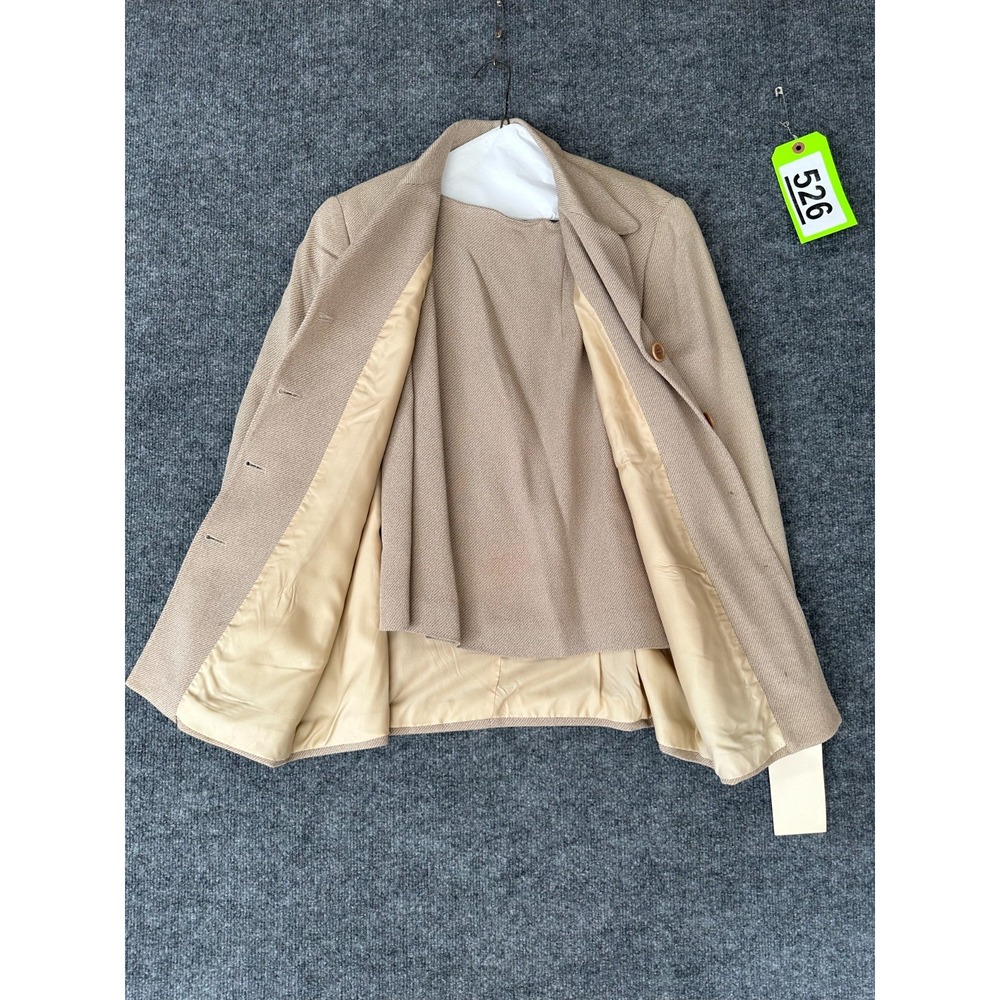 Ann Taylor 2-Piece Blazer & Skirt Set Women 12 Tan Single Breasted Formal Career